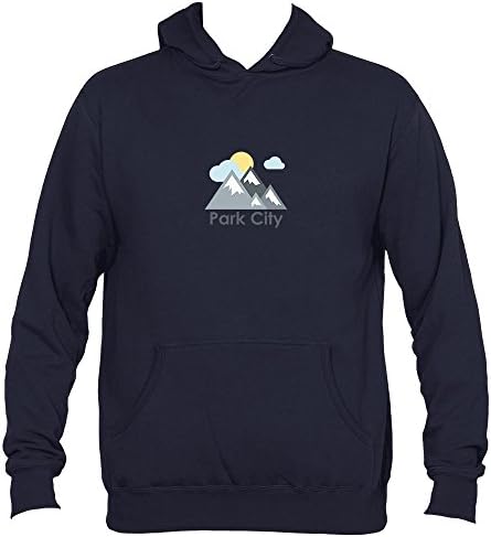 Park City, Utah Mountains and Clouds in Color - Men's Hooded Sweatshirt/Hoodie (3X-Large, Navy Blue)