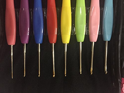 JISTL Crochet Hooks Set,Crochet Hooks Knitting Needles,Eye Blunt Needles Crochet Needles Set with Case,Ergonomic Handle Colorful Plastic Handles Knitting Needles Weave Yarn Case 16