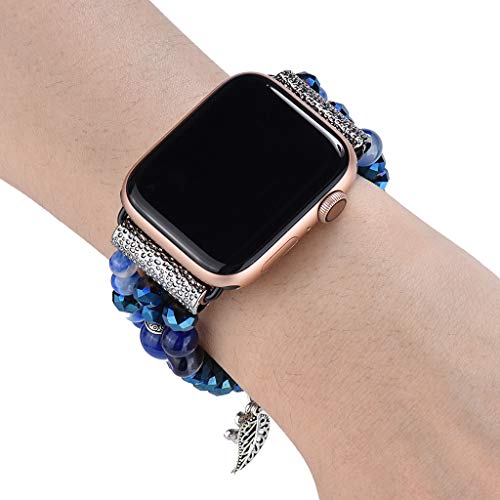 Sodoop Bracelet Compatible for Apple Watch Band 42mm/44mm Women Girl, Fashion Luxury Handmade Elastic Beaded Straps Replacement Wristband Compatible for iWatch Series 4/3/2/1