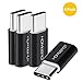 HomeSpot USB Type C to Micro USB Adapter Convert Connector for HTC 10, LG G5, Nexus 5X, Nexus 6P, OnePlus 2, 56k Resistor; USB Type C Adapter (4 Pack - Black)