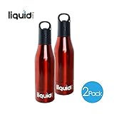 ICY BEV KOOLER STAINLESS STEEL BOTTLE INSULATOR, 2 PACK, RED, beer keeper/holder with silicone bottle stopper; cap with bottle opener and finger grip keeps beer cold longer