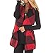 HELIDA Womens Lapel Open Front Sleeveless Plaid Vest Cardigan With Pockets S-2XL