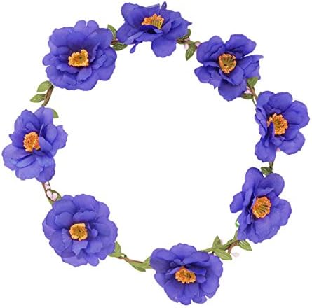 DDazling Boho Ladies Floral Flower Festival Garland Flower Crown Head Band (Blue)