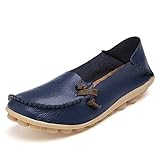 Lucksender Womens Soft Leather Comfort Driving Loafers Shoes