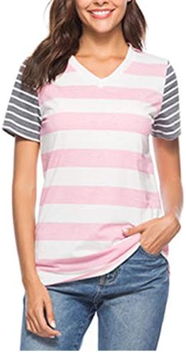 Discount boutique Women's Summer Explosion V-Neck Striped Short Sleeve, Sexy T-Shirt, Women's Turtleneck Top