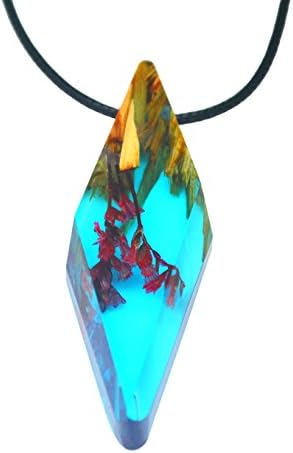 Handmade Wood Resin Flower Worlds Inside Pendent Fashion Necklace Christmas Gift for Women