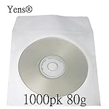 Yens 1000 pcs White CD DVD Paper Sleeves Envelopes with Flap and Clear Window
