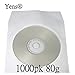 Yens 1000 pcs White CD DVD Paper Sleeves Envelopes with Flap and Clear Window
