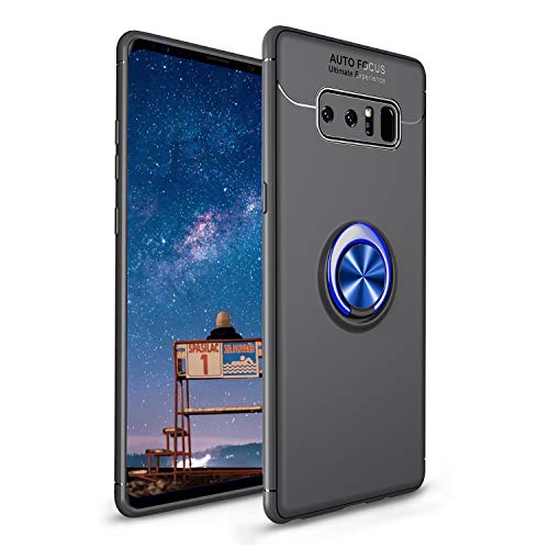 Cistor Case for Galaxy Note 9,Creative 360 Degree Rotating Ring Kickstand Back Cover Compatible with Magnetic Car Mount Slim Fit TPU Stand Protective Case for Samsung Galaxy Note 9,Black + Blue
