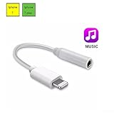 Darrent 104 Lightning to 3.5 mm Headphone Jack Adapter, Darrent Lightning Connector to 3.5 mm Aux Female Audio Jack Earphone Extender Jack Stereo for iPhone 7/7 Plus, White