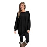 Orangeskycn Loose Women Long Sleeve Tunic Top Ladies Pullover Blouse Shirt (XL, Black)