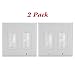HONGYE 2-Pack Dual Gang Brush Wall Plate, Cable Pass Through Insert Switch Device Mount Decorative Wall Plate for Home Installations HDTV HDMI Home Theater Systems (White)