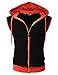 H2H Mens Active Fashion Sleeveless Hoodie Zip-up Vest Black/Orange, US L (Asia XL)