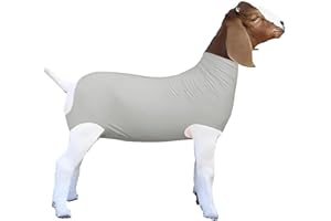 FUZIDDN Spandex Goat Tube for Show Goats - Show Livestock Supplies: Goat Covers & Blankets (Light Grey, Medium)