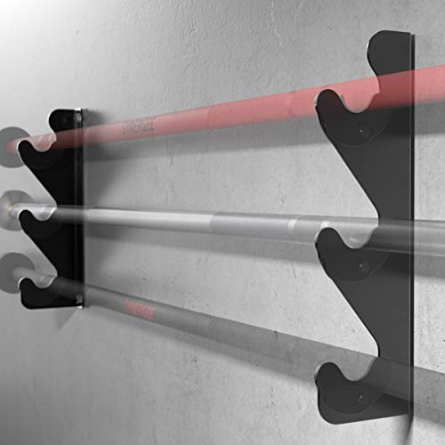 Synergee Barbell Gun Rack Wall Mounted Holds 3 Barbells Horizontally Olympic & Standard Bar