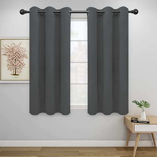 Easy-Going Blackout Curtains for Bedroom, Solid Thermal Insulated Grommet and Noise Reduction Window Drapes, Room Darkening Curtains for Living Room, 2 Panels (42x54 in, Gray)