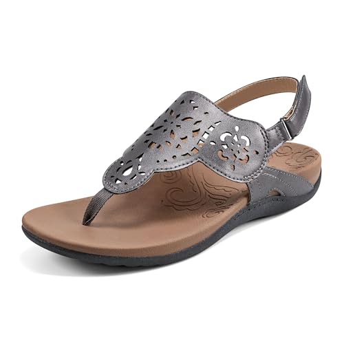 Rockport Women Ridge Circle Sling Slide Sandal, Pewter, 8.5 M US