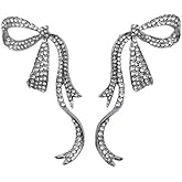Crystal Bow Stud Earrings Full Rhinestone Bowknot Ribbon Dangle Earrings Shining Butterfly Knot Tassel Earrings Women Party Wedding Jewelry Gifts