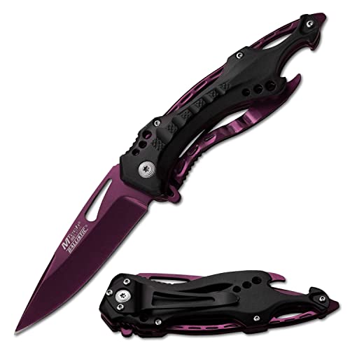 MTECH USA Folding Knife, 3.75-Inch Half-Serrated Blade, Titanium Coating, Glass…