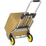 Mount-It! Folding Hand Truck and Dolly, 264 Lb Capacity Heavy-Duty Luggage Trolley Cart With Telescoping Handle and Rubber Wheels