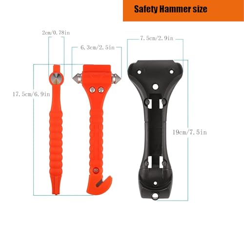 DuDuZui 2 Emergency Window Breaker Hammer and Seatbelt Cutter, Emergency Hammer and Car Seat Belt Cutter in Two, with 2 Survival Whistle