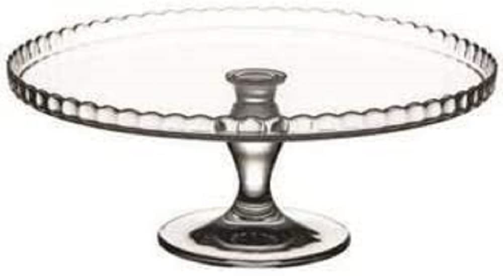 Pasabahce Large 32cm Glass Cake stand on pedestal White 95117T-001