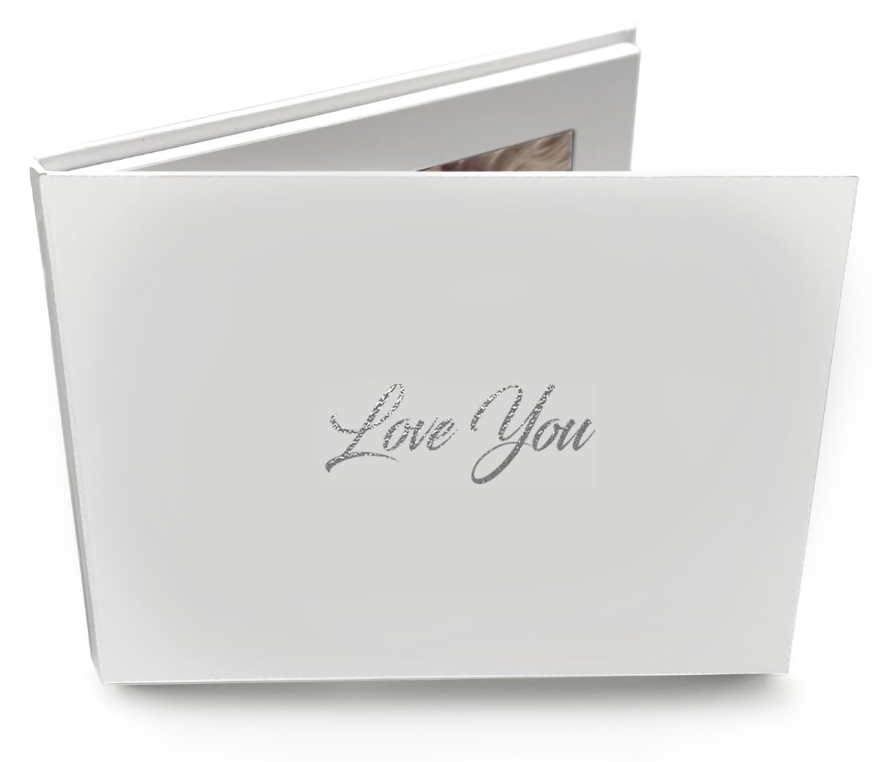 Talking Print 7" IPS HD Video Memory Book - 'Love You' Silver Foiled On Cover - A5 Hard Backed Video Brochure - 4GB memory, allows 4 hours playtime