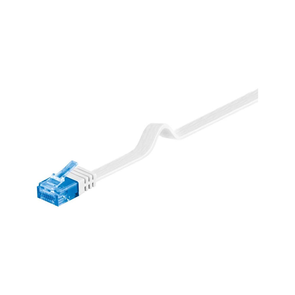 Goobay 96380 CAT 6A U/UTP Flat-Patch Cable, White, 15m Length