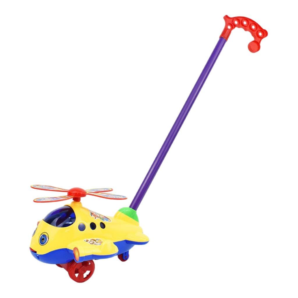 Perfeclan Push Along Walking Toy,Educational Helicopter Hand Pushing Toy, Hand Push Plane Car Toy for Kids Toddler Gifts