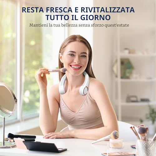 Morelax Portable Neck Fan, 4000 mAh USB Rechargeable, No Quiet, 3 Adjustable Speeds - Ideal for Office, Travel, Sports and Outdoor Activities
