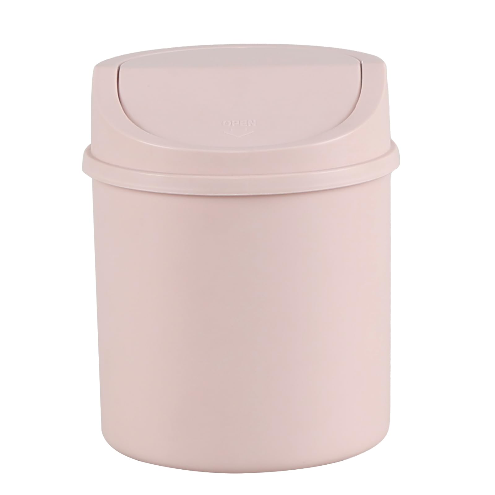 Saedy 2 L Mini Plastic Swing Lid Trash Bin, Tiny Desktop Garbage Can, Pink