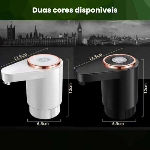 BOMBA DE ÁGUA ELÉTRICA AUTOMÁTICA PARA GALÃO – Recarregável USB, Fluxo Rápido 4X Mais Potente, Saída de Água Dupla – Ideal para Galões 5L, 10L e 20L (Preto)