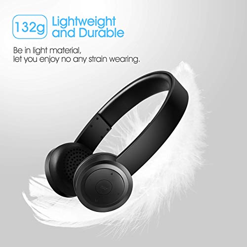 Bluetooth Headphones Over Ear, pollini Wireless Headset V5.0 with Deep Bass, Soft Memory-Protein Earmuffs and Built-in Mic for iPhone/Android Cell Phone/PC/TV(Black)