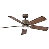 Hinkley Afton 52" Indoor Ceiling Fan with Light, Traditional Style, 5 Reversible fan blades, 4-Speed Wall Control Unit, Integ