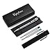 kyinflose Rollerball Gift Pens, Smooth Gel Ink Metal Twist 0.5mm Nice Black Pen Set(0.7mm Black & Blue Pen Refills), Fine Point Pens for Man/Woman, Silver