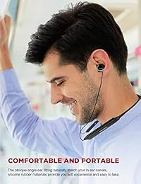 Meidong ? versión 2019 ? Auriculares Bluetooth con cancelación de ruido activo, en correa para el cuello de la oreja, auriculares inalámbricos con micrófono HD estéreo sonido V4.2 magnético deportivo auriculares 8+ horas de reproducción