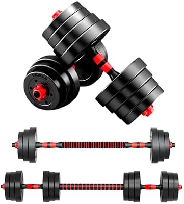 2 pol. 1-10kg 20kg 35kg Conjunto de halteres ajustáveis - Barra reta ajustável e kit de halteres antiderrapantes - Pesos e halteres, discos revestidos e aderência antiderrapante - 20 kg