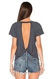 Blooming Jelly Women's Sexy Backless Short Sleeve Top Cut Out Back Knot Casual Shirt Tee, Grey, Small/US 6