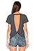 Blooming Jelly Women's Sexy Backless Short Sleeve Top Back Knot Casual Shirt Tee, Grey, Medium