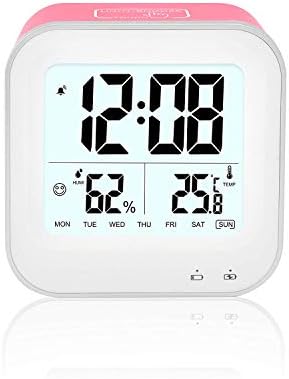 Elinker Alarm Clocks, Digital Alarm Clock Bedside Non Ticking Smart Clock for Bedrooms Home Office Travel (Pink)