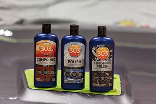 303 PRODUCTS COMPOUND – REMOVES PAINT DEFECTS AND RESTORES CLARITY – REMOVES OXIDATION AND SWIRLS – RESTORES SURFACE CLARITY – REMOVES 1500 GRIT SCRATCHES (STEP 1), 12 FL. OZ. (30705)
