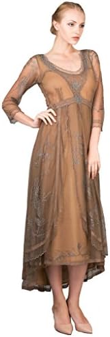 Nataya 40163 Womens Downton Abbey Tea Party Gown Antique Dress Large Antique Silver
