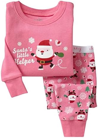 BlcSwan Baby Girl Xmas "Santa's Little Helper" 2 Pcs Pajamas Set (12M-7Years)