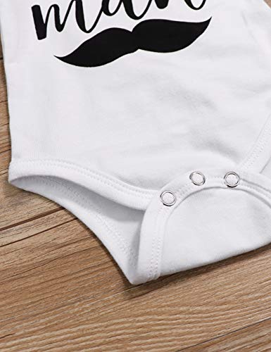 Newborn Baby Boy Clothes New to The Crew Letter Print Romper Long Pants Hat 3PCS Outfits Set Breathable and Soft (O-White, 9-12 Months)