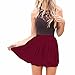 SUNNOW Womens Summer Sleeveless Lace Top Short Skater Pleated Dress Party Mini Dress