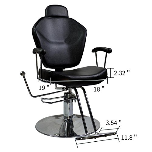 Ainfox Heavy Duty Barber Chair, 360 Swivel Professional Vintage All Purpose Hydraulic Pump Shampoo Chair Styling Equipment for Spa Beauty Salon (Hydraulic Recliner Barber Chair 007) - Thumbnail 3