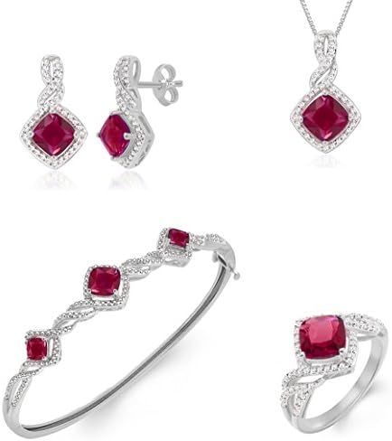 Ruby and Diamond Accent 4 Piece Jewelry Set