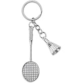 Battledore Badminton Keychain for Women Men Sports Ball Keyring for Boys Girls Badminton Sports Gifts for Teens Christmas Birthday Gifts for Badminton Ball Lover Player Coach