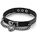 INBLUE Women,Men's Alloy Genuine Leather Necklace Choker Collar Black Heart Lock Adjustable