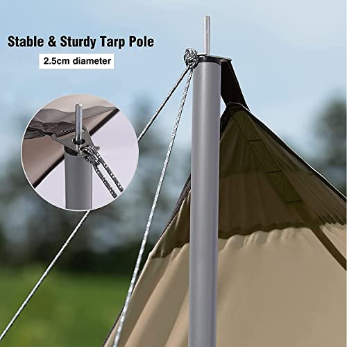 Overpassing Camping Tent Tarp Sun Shelter Canopy Beach Sunshade with Poles, 4-6 Person PU 3000mm Lightweight Awning Canopy Sun Shelter For Outdoor Camping Fishing Backyard Picnics Pool (3 * 4 meter)